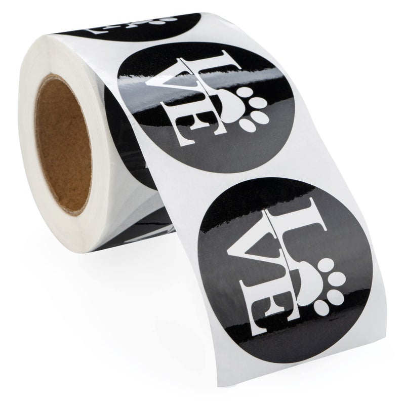 Fundraising For A Cause 250 Love Black Paw Print Animal Stickers for Animal Cruelty Awareness - Stickers for Pet Lovers, Pet Businesses, Animal Clinics, Labels, Scrapbooks and More! - Image 1